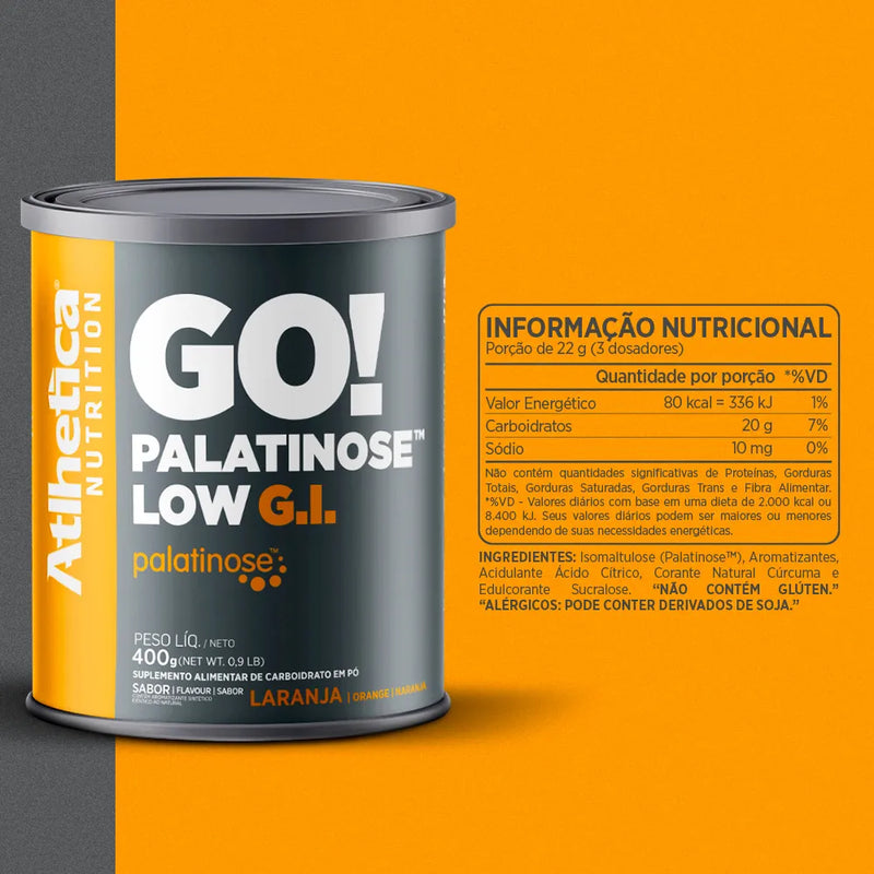 Palatinose Go! Low G.I Lata com 400g - Laranja