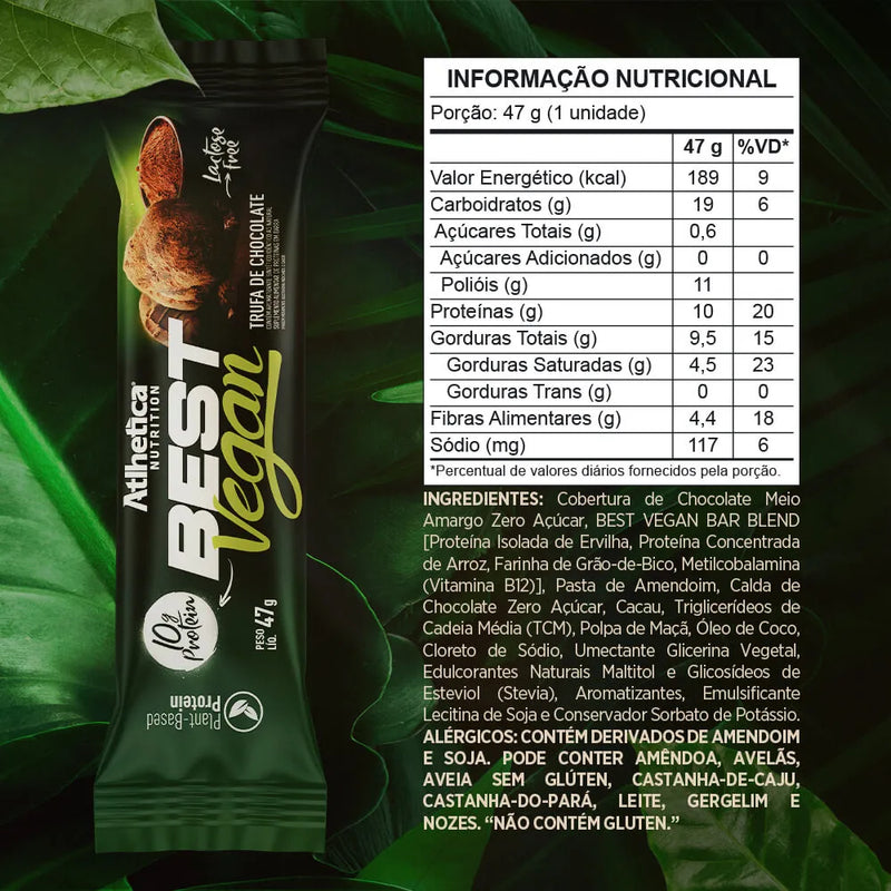 Best Vegan Bar Caixa com 12 Barras de 47g - Trufa de Chocolate