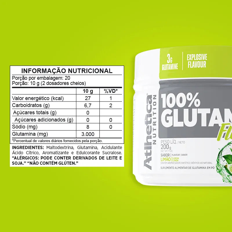 100% Glutamine Flavour 200g -Limão