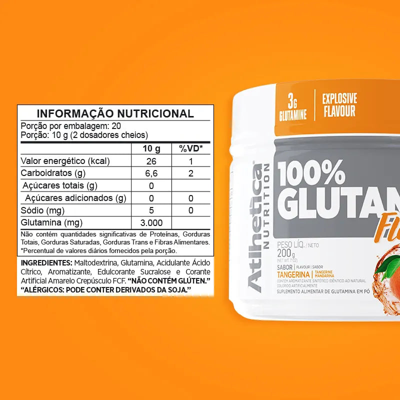100% Glutamine Flavour 200g - Tangerina