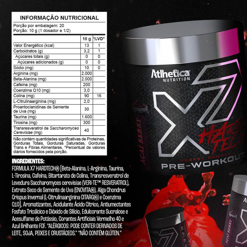 Pré Treino X7 Hard Tech 200g - Açaí Berry