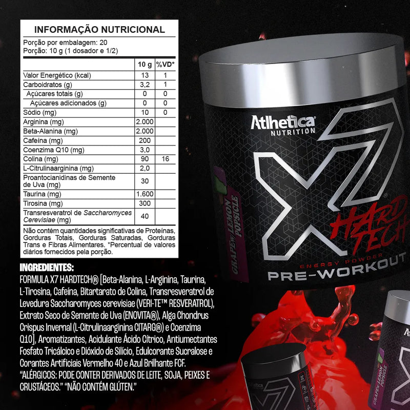Pré Treino X7 Hard Tech 200g - Grape com Lemon Popsicle